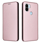 Til Xiaomi Redmi A1+ 4G / A2+ 4G / Poco C50 4G ridsefast PU-lædertelefonetui med kortslot, stativ, kulfibertekstur og magnetisk flipcover