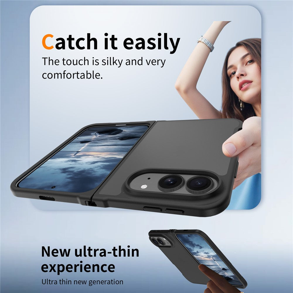 For iPhone Fold Case Skin Touch TPU Frame Acrylic Back Phone Cover