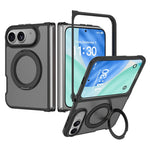 For iPhone Duo Case Rotating Magnetic Kickstand TPU + Acrylic Skin-feel Phone Cover with Front Frame