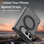 For iPhone Duo Case Rotating Magnetic Kickstand TPU + Acrylic Skin-feel Phone Cover with Front Frame