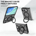 For iPhone Duo Case Rotating Magnetic Kickstand TPU + Acrylic Skin-feel Phone Cover with Front Frame
