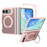 For iPhone Duo Case Rotating Magnetic Kickstand TPU + Acrylic Skin-feel Phone Cover with Front Frame