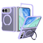 For iPhone Duo Case Rotating Magnetic Kickstand TPU + Acrylic Skin-feel Phone Cover with Front Frame