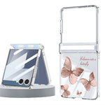 For Samsung Galaxy Z Flip8 Case Magnetic Hinge Butterfly Pattern High Transparent PC Hard Phone Cover