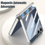 For Samsung Galaxy Z Flip8 Case Magnetic Hinge Butterfly Pattern High Transparent PC Hard Phone Cover