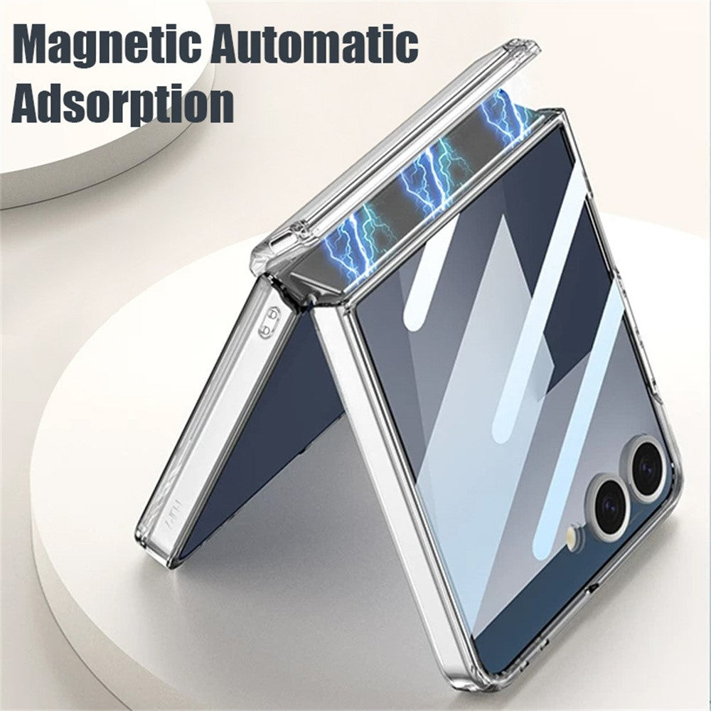 For Samsung Galaxy Z Flip8 Case Magnetic Hinge Butterfly Pattern High Transparent PC Hard Phone Cover