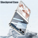 For Samsung Galaxy Z Flip8 Case Magnetic Hinge Butterfly Pattern High Transparent PC Hard Phone Cover