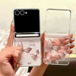 For Samsung Galaxy Z Flip8 Case Magnetic Hinge Butterfly Pattern High Transparent PC Hard Phone Cover