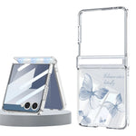 For Samsung Galaxy Z Flip8 Case Magnetic Hinge Butterfly Pattern High Transparent PC Hard Phone Cover