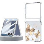 For Samsung Galaxy Z Flip8 Case Magnetic Hinge Butterfly Pattern High Transparent PC Hard Phone Cover