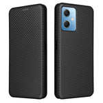 Xiaomi Redmi Note 12 5G (Global) / (Indien) / (Kina) / Poco X5 5G Kolfibertextur Magnetiskt PU-läder mobilskal Kortplats Stativ Flipfodral