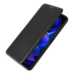 Mobilcover i PU-læder med kulfibertekstur til Xiaomi Redmi Note 12 5G (Global) / (Indien) / (Kina) / Poco X5 5G, magnetisk, med kortplads, stativ og flipetui