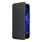Xiaomi Redmi Note 12 5G (Global) / (Indien) / (Kina) / Poco X5 5G Kolfibertextur Magnetiskt PU-läder mobilskal Kortplats Stativ Flipfodral