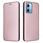Xiaomi Redmi Note 12 5G (Global) / (Indien) / (Kina) / Poco X5 5G Kolfibertextur Magnetiskt PU-läder mobilskal Kortplats Stativ Flipfodral