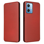 Xiaomi Redmi Note 12 5G (Global) / (Indien) / (Kina) / Poco X5 5G Kolfibertextur Magnetiskt PU-läder mobilskal Kortplats Stativ Flipfodral