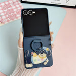 Samsung Galaxy Z Flip8 skal Skin Touch silikonring PC TPU mobilskal med tecknad taxklistermärke