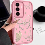 TPU-skal för Samsung Galaxy S25+ med fjärilsmönster, kameralinsskydd, stötsäkert mobilskydd