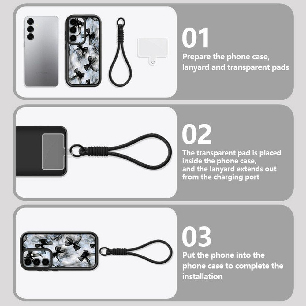 Til Samsung Galaxy A37 5G TPU Cover med Håndledsrem Sløjfemønster Linsebeskyttelse Telefoncover