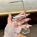 For Samsung Galaxy Z Flip7 5G Case Magnetic Hinge Butterfly Pattern High Transparent PC Hard Phone Cover