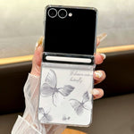 For Samsung Galaxy Z Flip7 5G Case Magnetic Hinge Butterfly Pattern High Transparent PC Hard Phone Cover