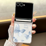 For Samsung Galaxy Z Flip7 5G Case Magnetic Hinge Butterfly Pattern High Transparent PC Hard Phone Cover
