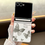 For Samsung Galaxy Z Flip7 5G Case Magnetic Hinge Butterfly Pattern High Transparent PC Hard Phone Cover