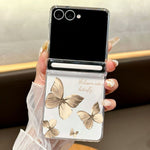 For Samsung Galaxy Z Flip7 5G Case Magnetic Hinge Butterfly Pattern High Transparent PC Hard Phone Cover