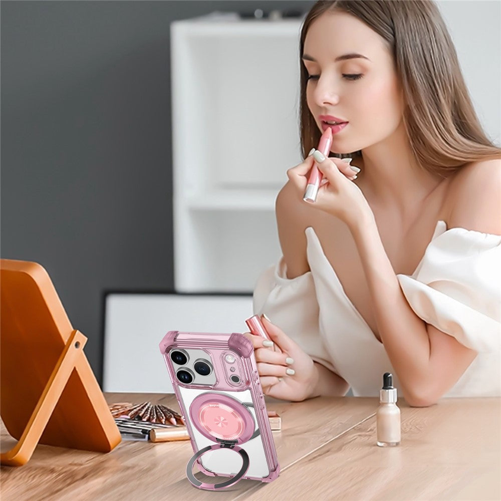 For iPhone 18 Pro / 17 Pro Magnetic Case Rotating Kickstand PC + TPU Back Cover