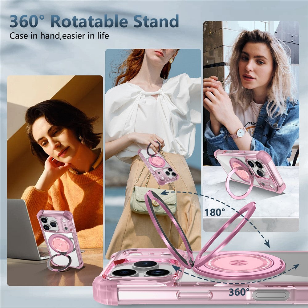 For iPhone 18 Pro / 17 Pro Magnetic Case Rotating Kickstand PC + TPU Back Cover