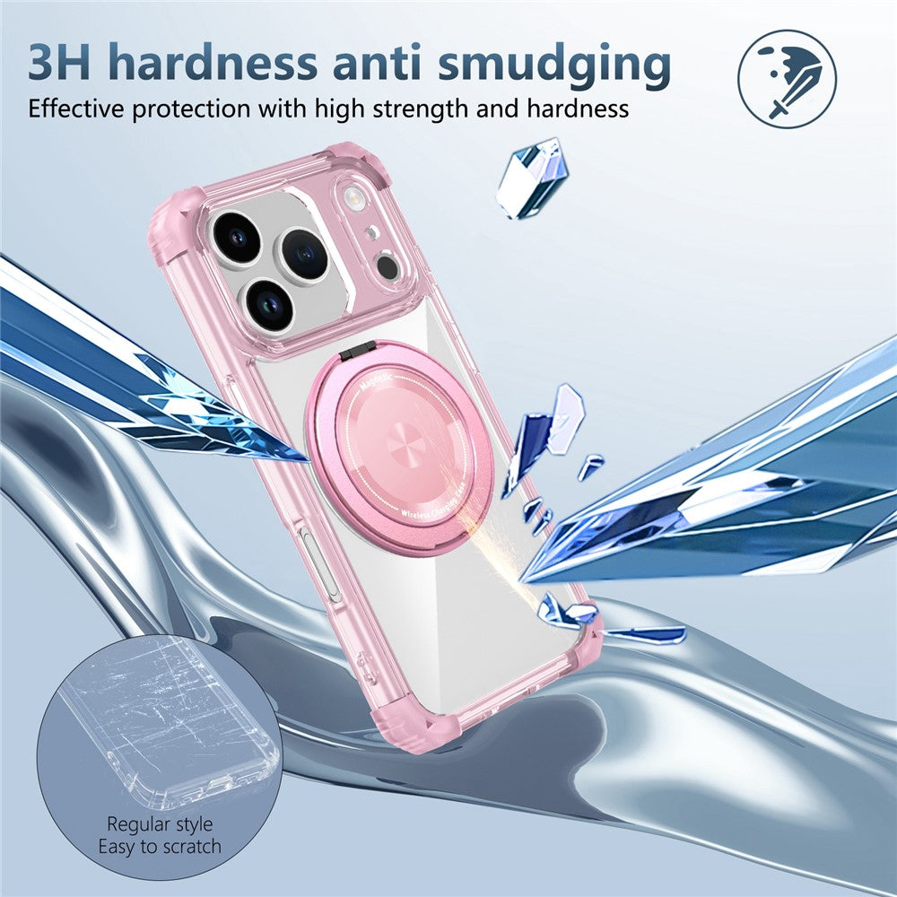 For iPhone 18 Pro / 17 Pro Magnetic Case Rotating Kickstand PC + TPU Back Cover