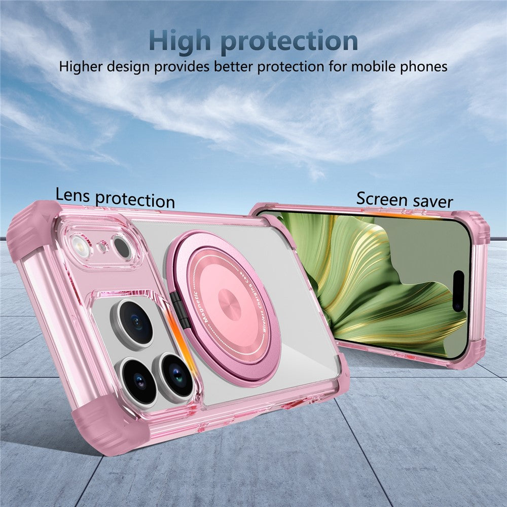 For iPhone 18 Pro / 17 Pro Magnetic Case Rotating Kickstand PC + TPU Back Cover