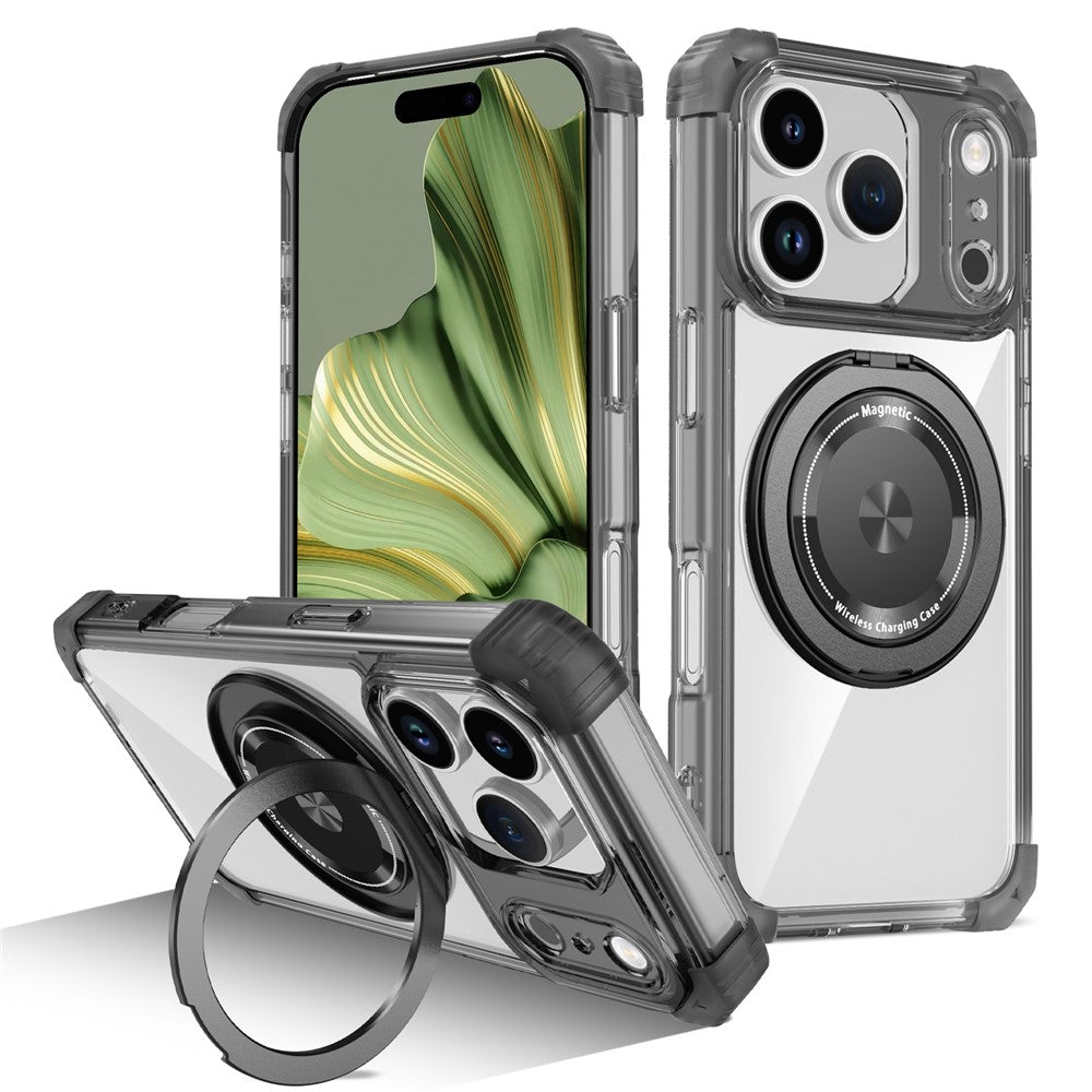 For iPhone 18 Pro / 17 Pro Magnetic Case Rotating Kickstand PC + TPU Back Cover