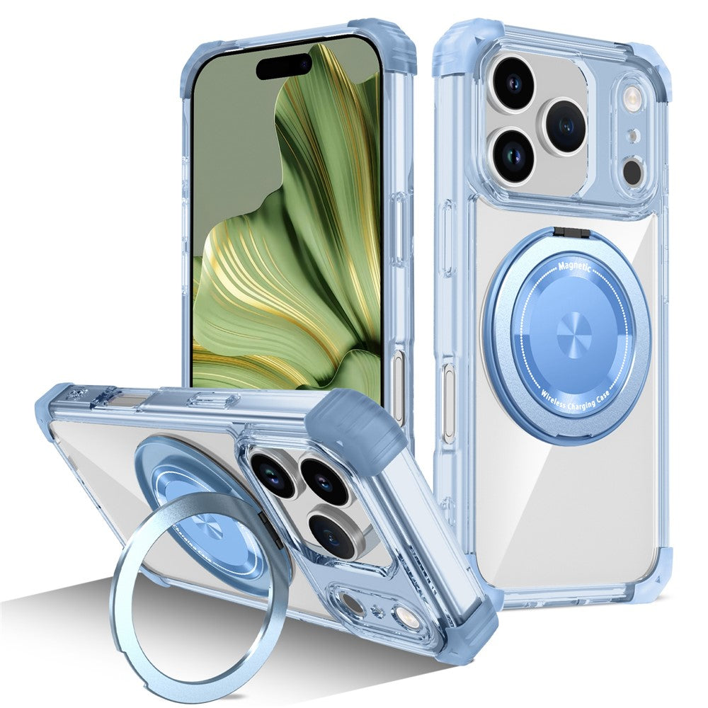 For iPhone 18 Pro / 17 Pro Magnetic Case Rotating Kickstand PC + TPU Back Cover