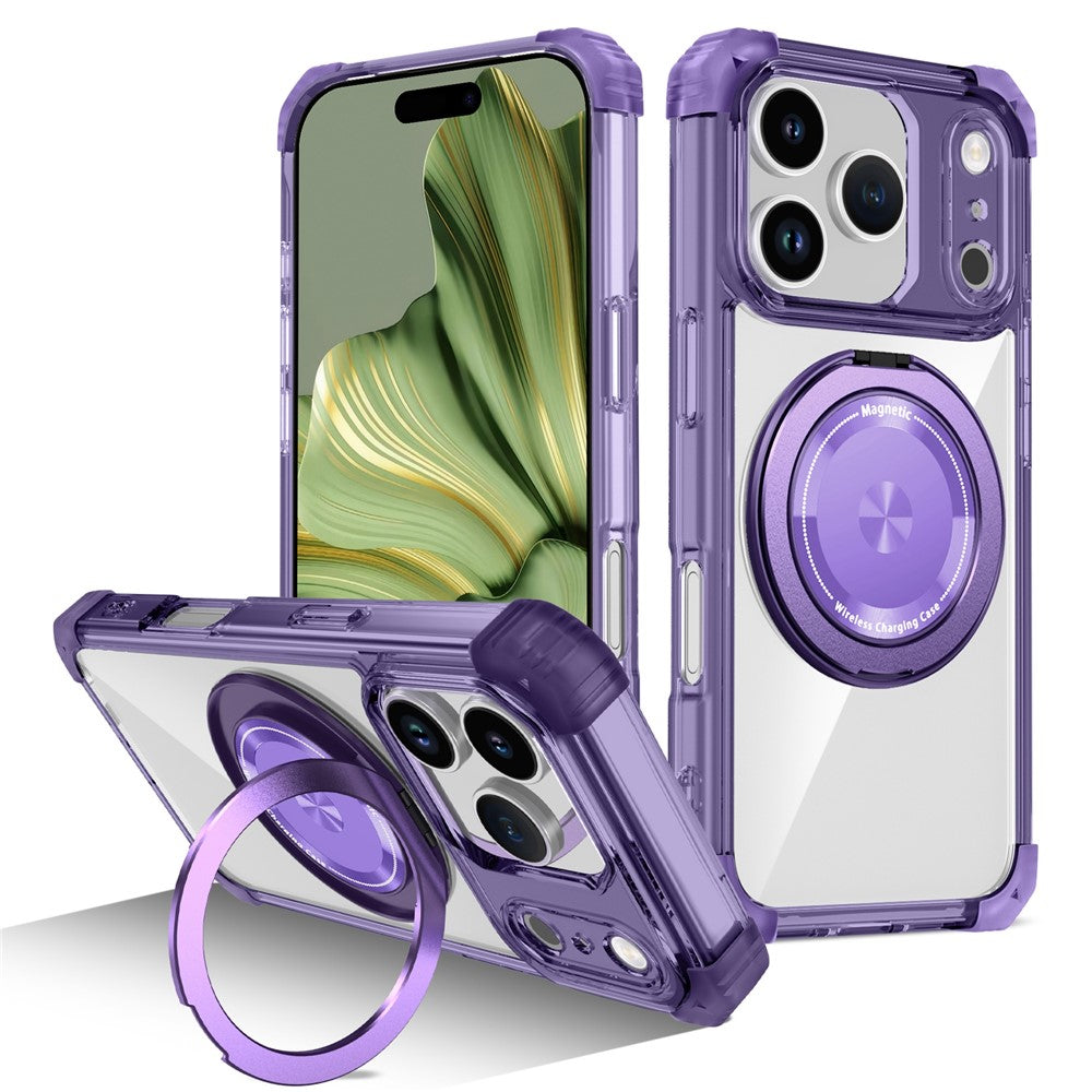 For iPhone 18 Pro / 17 Pro Magnetic Case Rotating Kickstand PC + TPU Back Cover