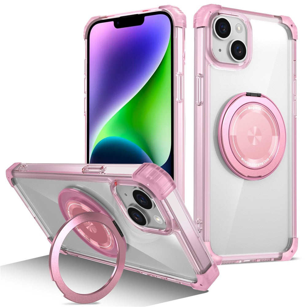 Til iPhone 14 / 13 magnetisk cover med roterende støttefod i PC + TPU