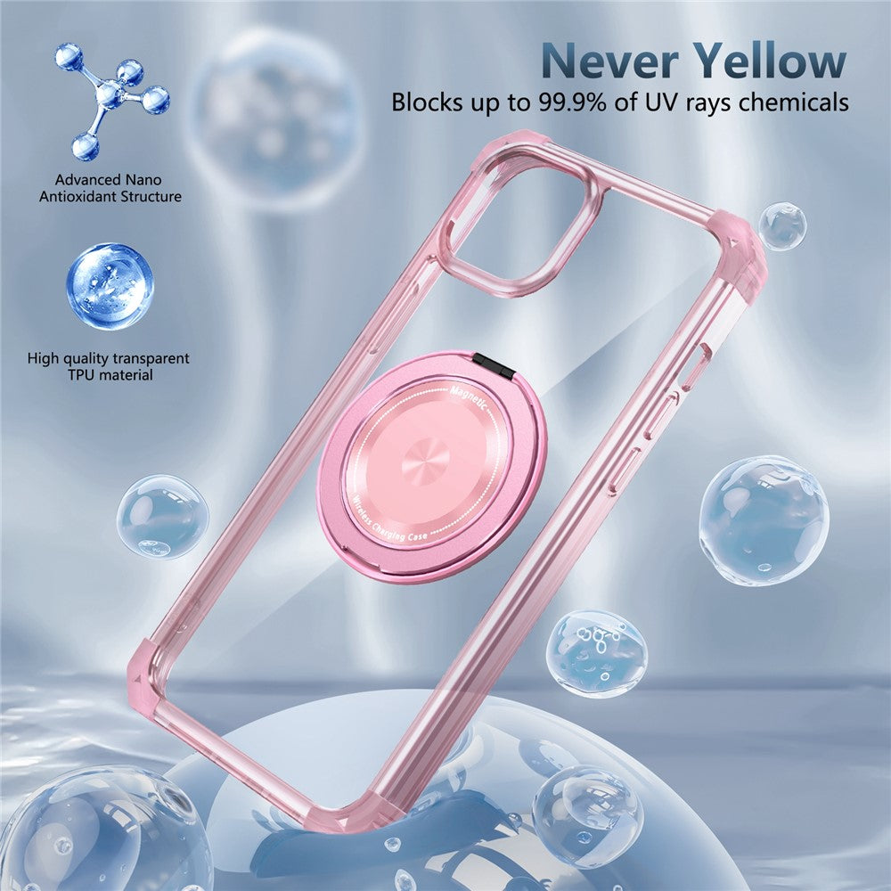 Til iPhone 14 / 13 magnetisk cover med roterende støttefod i PC + TPU