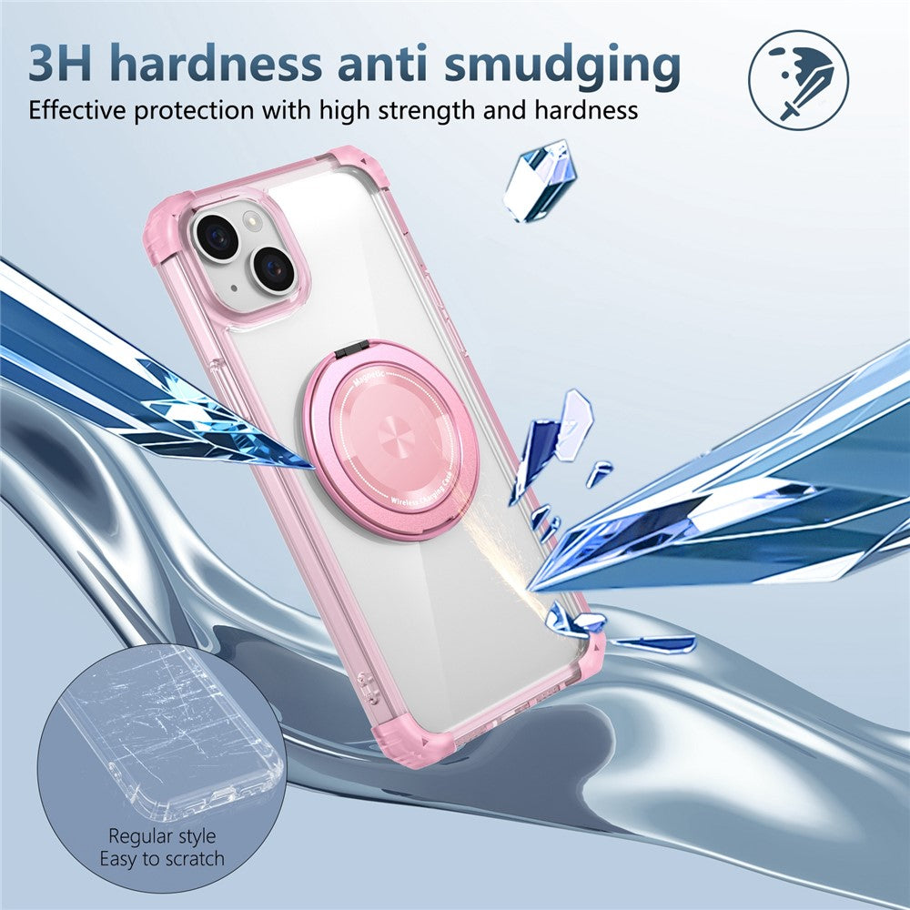 Til iPhone 14 / 13 magnetisk cover med roterende støttefod i PC + TPU