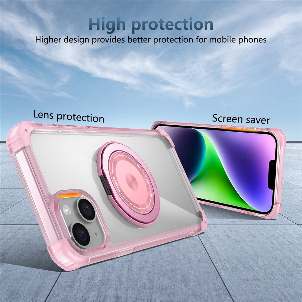 Til iPhone 14 / 13 magnetisk cover med roterende støttefod i PC + TPU