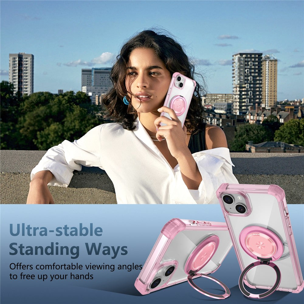 Til iPhone 14 / 13 magnetisk cover med roterende støttefod i PC + TPU