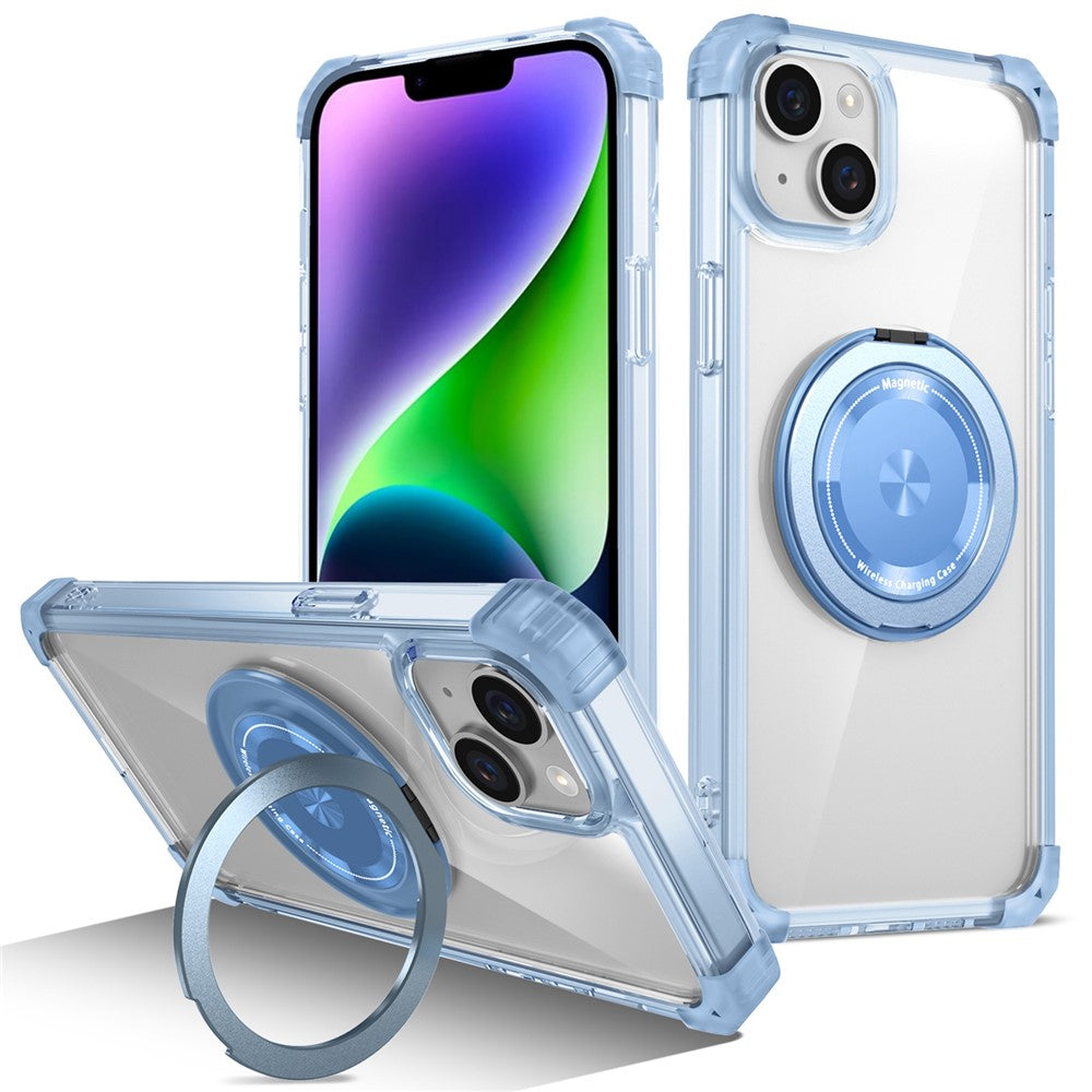 Til iPhone 14 / 13 magnetisk cover med roterende støttefod i PC + TPU