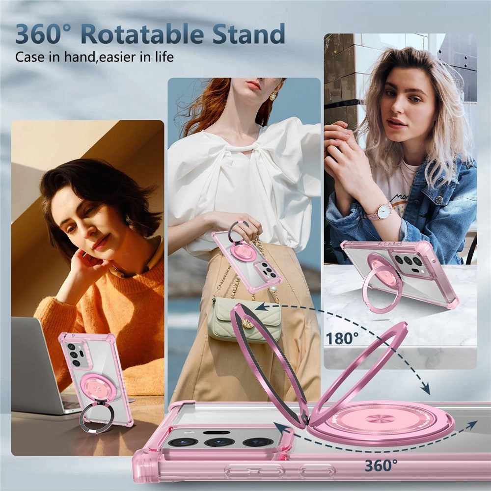Til Samsung Galaxy Note20 Ultra / Note20 Ultra 5G Magnetisk Etui med Roterende Støtteben PC + TPU Bagcover
