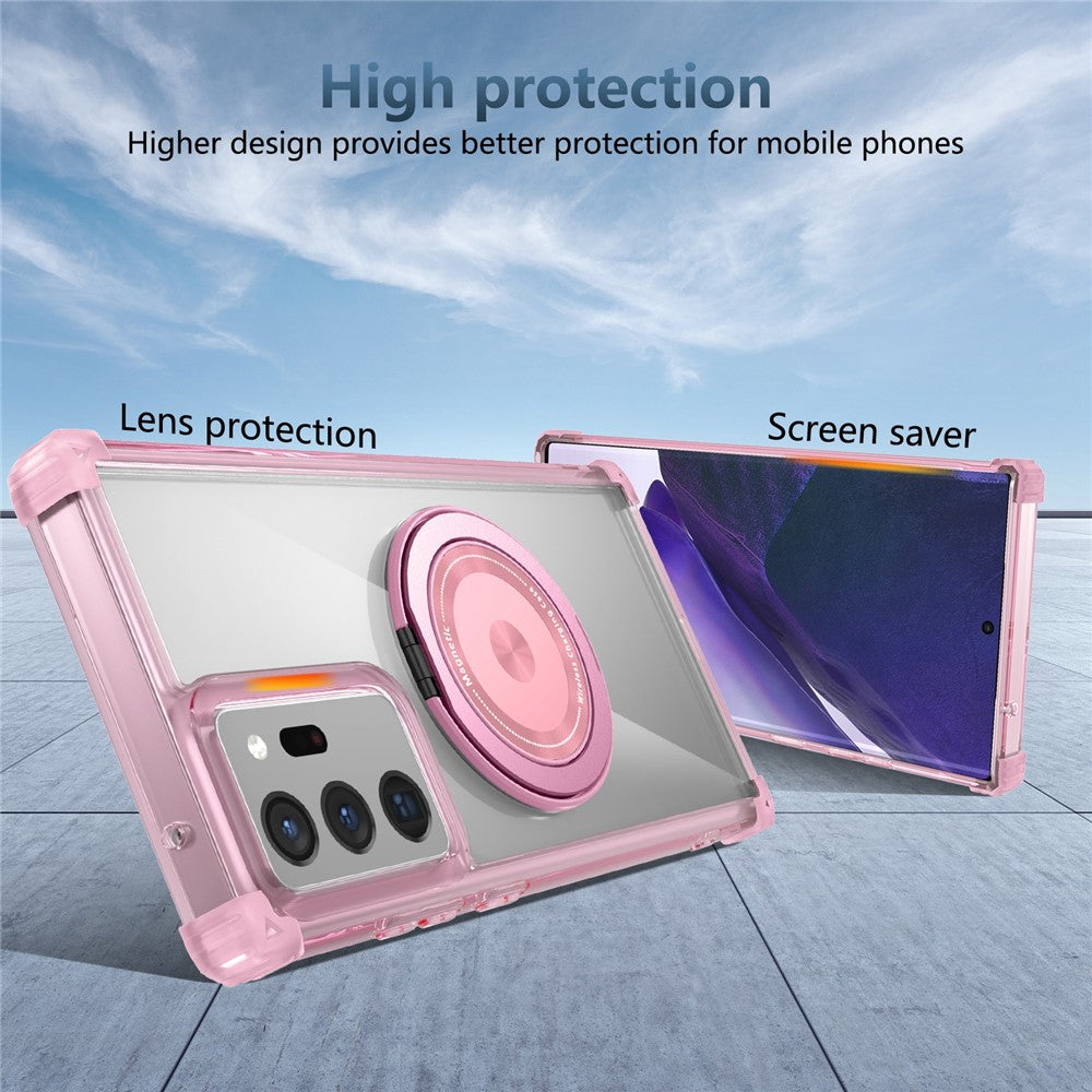 Til Samsung Galaxy Note20 Ultra / Note20 Ultra 5G Magnetisk Etui med Roterende Støtteben PC + TPU Bagcover