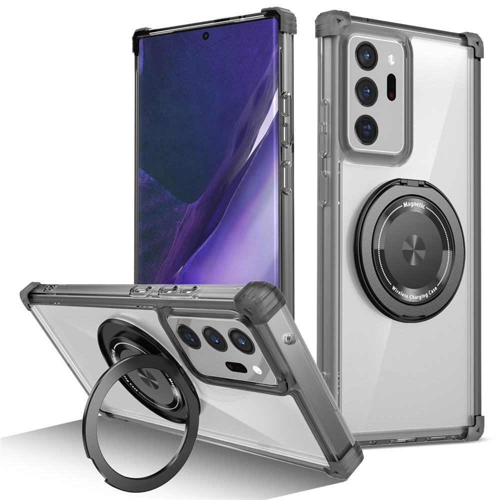 Til Samsung Galaxy Note20 Ultra / Note20 Ultra 5G Magnetisk Etui med Roterende Støtteben PC + TPU Bagcover