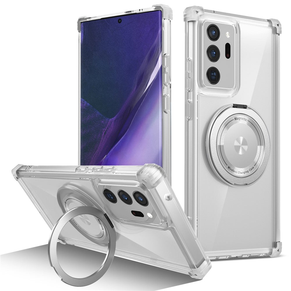Til Samsung Galaxy Note20 Ultra / Note20 Ultra 5G Magnetisk Etui med Roterende Støtteben PC + TPU Bagcover