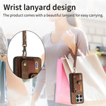 For Xiaomi 17 Case Wristband Kickstand Retro PU Leather Back Phone Cover with Card Holder + Tempered Glass Screen Protector