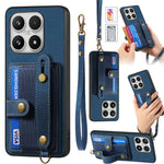 For Xiaomi 17 Case Wristband Kickstand Retro PU Leather Back Phone Cover with Card Holder + Tempered Glass Screen Protector