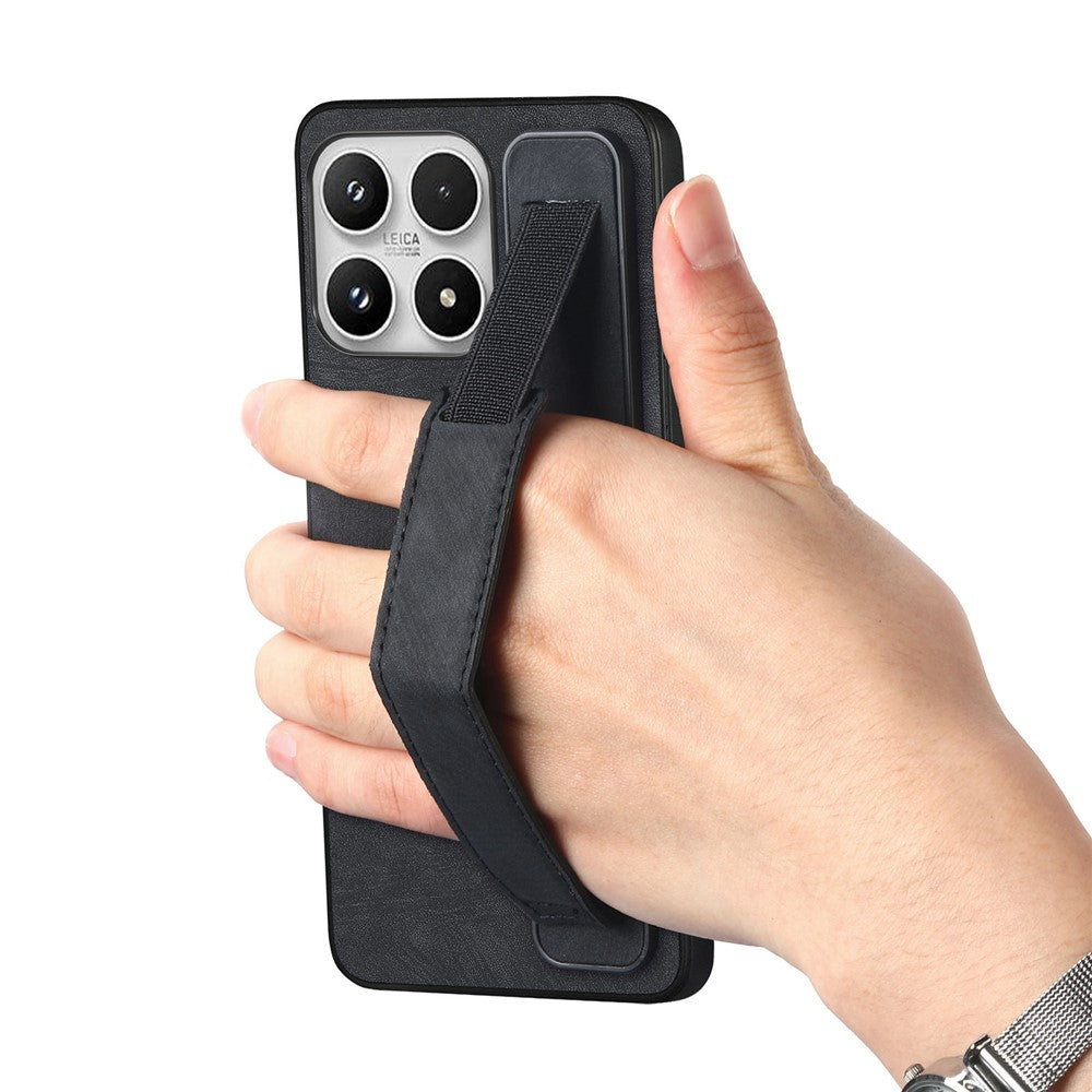For Xiaomi 17 Case with Tempered Glass Screen Protector Wristband Kickstand Retro Leather + TPU Anti-Drop Phone Cover