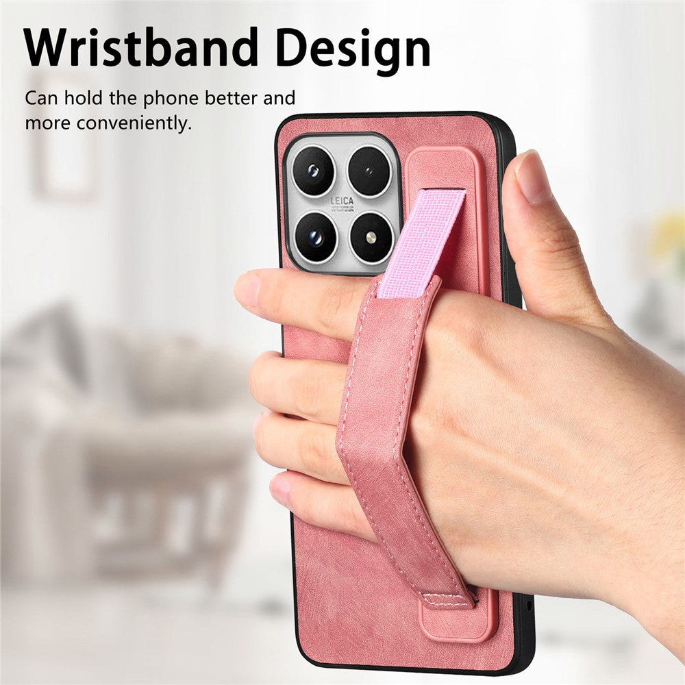 For Xiaomi 17 Case with Tempered Glass Screen Protector Wristband Kickstand Retro Leather + TPU Anti-Drop Phone Cover