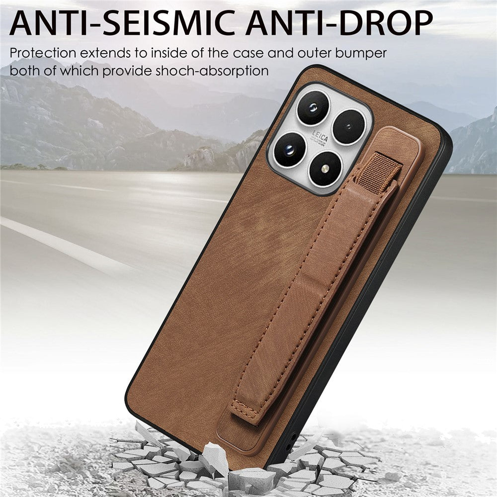 For Xiaomi 17 Case with Tempered Glass Screen Protector Wristband Kickstand Retro Leather + TPU Anti-Drop Phone Cover