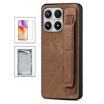 For Xiaomi 17 Case with Tempered Glass Screen Protector Wristband Kickstand Retro Leather + TPU Anti-Drop Phone Cover